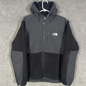 The North Face Denali Hooded Jacket Womens XL Black Hooded Full Zip Polartec